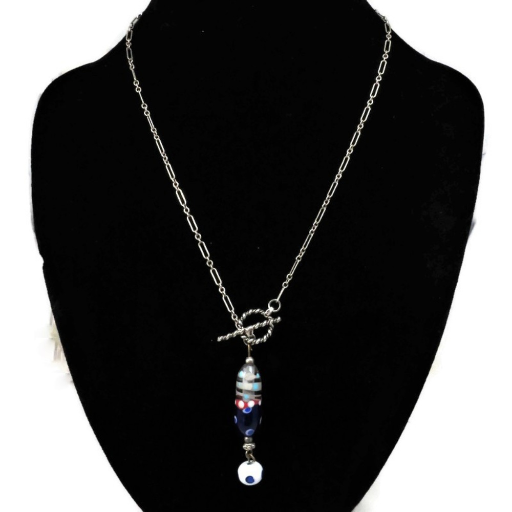 Signed Sterling and Glass Bead Necklace